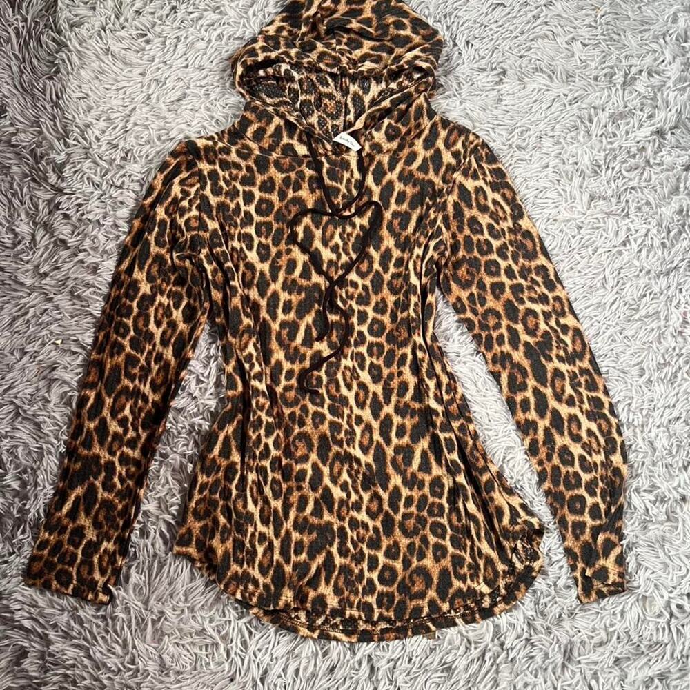 Leopard Printed y2K Trashy McBling Scenecore Jersey‎ shore Snooki Grunge Hooded